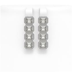 5.92 ctw Emerald Cut Diamond Micro Pave Earrings 18K White Gold