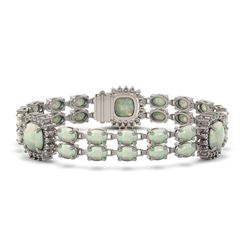 16.55 ctw Opal & Diamond Bracelet 14K White Gold
