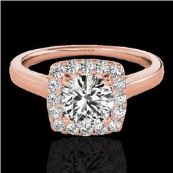 1.37 ctw Certified Diamond Solitaire Halo Ring 10k Rose Gold