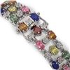 Image 3 : 18.16 ctw Multi Color Sapphire & Diamond Row Bracelet 10K White Gold