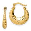 Image 1 : 14k Textured Stamped Hoop Earrings - 34 mm