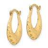 Image 2 : 14k Textured Stamped Hoop Earrings - 34 mm