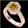 Image 1 : 1.33 ctw Intense Fancy Yellow Diamond Art Deco Ring 18k Rose Gold