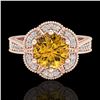 Image 2 : 1.33 ctw Intense Fancy Yellow Diamond Art Deco Ring 18k Rose Gold