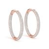 Image 2 : 1.5 ctw Diamond VS/SI 16 MM Hoop Earrings Micro Pave 14k Rose Gold