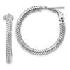 Image 1 : 10k White Gold Twisted Round Omega Back Hoop Earrings - 3x20 mm