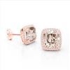 Image 2 : 6 ctw Morganite & Micro Pave VS/SI Diamond Earrings 14k Rose Gold