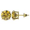 Image 2 : 4 ctw Certified Intense Yellow Diamond Stud Earrings 10k Yellow Gold