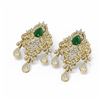 Image 3 : 15.15 ctw Emerald & Diamond Earrings 18K Yellow Gold