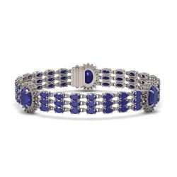 32.98 ctw Sapphire & Diamond Bracelet 14K White Gold