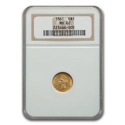 1861 $1 Indian Head Gold MS-62 NGC