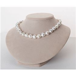 Strong Silver White South Sea Free-Form Baroque Pearl Necklace, 18", 10.0-13.2mm, AA+ Quality