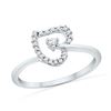 Image 1 : 10kt White Gold Round Diamond Heart Outline Solitaire Ring 1/8 Cttw