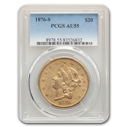 1876-S $20 Liberty Gold Double Eagle AU-55 PCGS