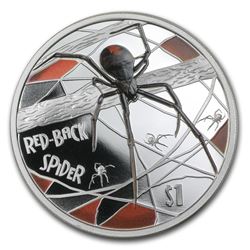 2006 Tuvalu 1 oz Silver Red-Back Spider Proof