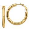 Image 1 : 14k Yellow Gold Polished Round Hoop Earrings - 25 mm
