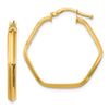 Image 1 : 14k Yellow Gold 3x2 mm Knife Edge Hexagon Hoop Earrings - 42 mm