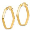 Image 2 : 14k Yellow Gold 3x2 mm Knife Edge Hexagon Hoop Earrings - 42 mm
