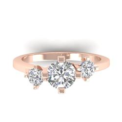 1.25 ctw Certified VS/SI Diamond Solitaire 3 Stone Ring 14k Rose Gold