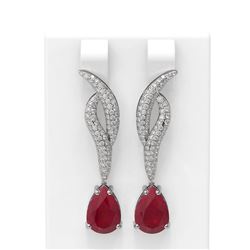 6.79 ctw Ruby & Diamond Earrings 18K White Gold