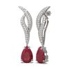 Image 2 : 6.79 ctw Ruby & Diamond Earrings 18K White Gold
