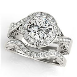 1.89 ctw Certified VS/SI Diamond 2pc Wedding Set Halo 14k White Gold