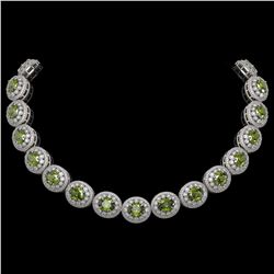 99.35 ctw Tourmaline & Diamond Victorian Necklace 14K White Gold