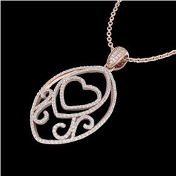 1.75 ctw Micro Pave VS/SI Diamond Heart Necklace 14k Rose Gold