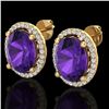 Image 1 : 5 ctw Amethyst & Micro Pave VS/SI Diamond Earrings 18k Yellow Gold
