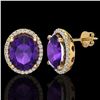 Image 2 : 5 ctw Amethyst & Micro Pave VS/SI Diamond Earrings 18k Yellow Gold