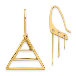 14k Triple Triangle Dangle Earrings - 35 mm