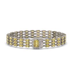 20.93 ctw Citrine & Diamond Bracelet 14K White Gold