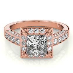 2.1 ctw Certified VS/SI Princess Diamond Halo Ring 14k Rose Gold