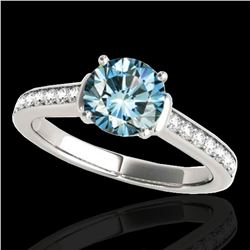 1.5 ctw SI Certified Fancy Blue Diamond Solitaire Ring 10k White Gold