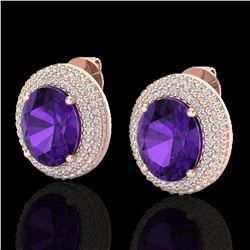 8 ctw Amethyst & Micro Pave VS/SI Diamond Earrings 14k Rose Gold