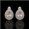Image 1 : 7.94 ctw Morganite & Diamond Victorian Earrings 14K White Gold