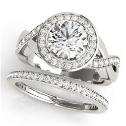 1.84 ctw Certified VS/SI Diamond 2pc Wedding Set Halo 14k White Gold