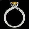 Image 2 : 1.2 ctw Certified SI Fancy Yellow Diamond Bypass Ring 10k White Gold