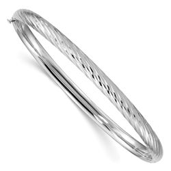 14k White Gold 3/16 Textured Bangle - 7.5 in.