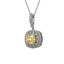 7.23 ctw Canary Citrine & Diamond Victorian Necklace 14K White Gold