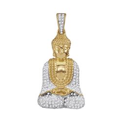 10kt Yellow Gold Mens Round Diamond Gautama Buddha Charm Pendant 1/2 Cttw