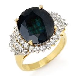 9.88 ctw Blue Sapphire & Diamond Ring 14k Yellow Gold