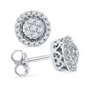 Image 1 : 10kt White Gold Round Diamond Flower Cluster Earrings 1/4 Cttw