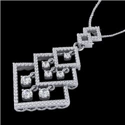 1.50 ctw Micro Pave VS/SI Diamond Necklace Dangling 14k White Gold