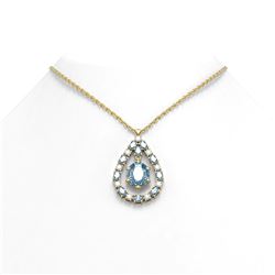 9.97 ctw Blue Topaz & Diamond Necklace 18K Yellow Gold