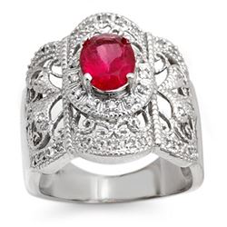 2.15 ctw Rubellite & Diamond Ring 14k White Gold