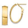 Image 1 : 14k Two-Tone Satin with White Gold Accent Oval Hoop Earrings
