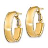 Image 2 : 14k Two-Tone Satin with White Gold Accent Oval Hoop Earrings