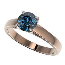 1.28 ctw Certified Intense Blue Diamond Engagment Ring 10k Rose Gold