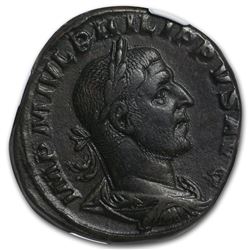 Roman Sestertius Emp. Phillip I/ Aequitas (244-249 AD) NGC XF